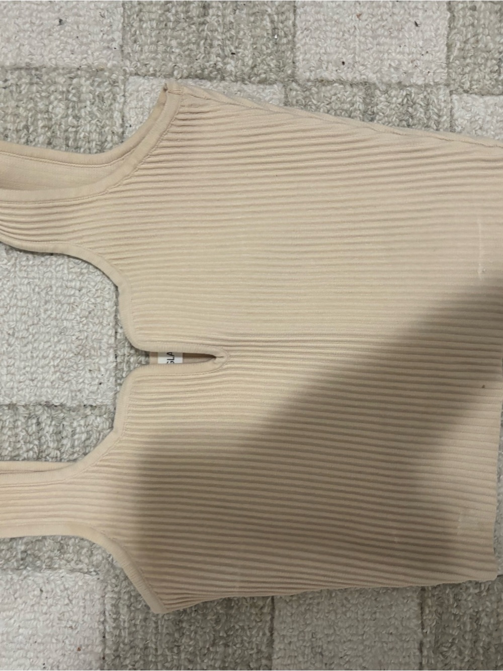 Glassons Ribbed Cream Tank Crop Top